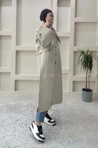 Stone Long Arm Gabardin Trench Coat
