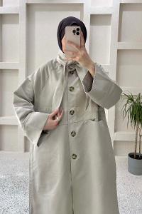 Stone Long Arm Gabardin Trench Coat