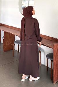 Bitter Brown Shirt Collar Long Arm Buckle Crepe Fabric Straight Skirt Suit