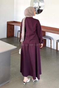 Plum Shirt Collar Long Arm Buckle Crepe Fabric Straight Skirt Suit