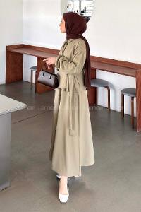Mink Shirt Collar Long Arm Buckle Crepe Fabric Straight Skirt Suit