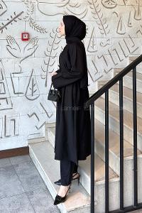 Lamelif Bağlama Detaylı Tunik-Pantolon Takım Siyah