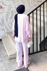 Lamelif Cepli Modal Pantolonlu Takım Pembe
