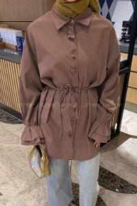 Soft Brown Shirt Collar Long Arm Cotton Shirt