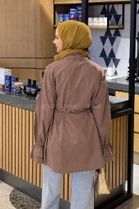 Soft Brown Shirt Collar Long Arm Cotton Shirt