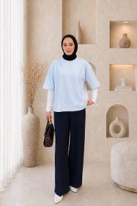 Lamelif Kısa Kol Basic T-shirt Bebe Mavisi