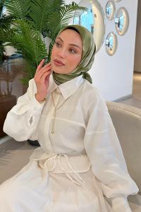 Lamelif Batik Desen Soft Eşarp Haki