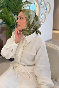 Lamelif Batik Desen Soft Eşarp Haki
