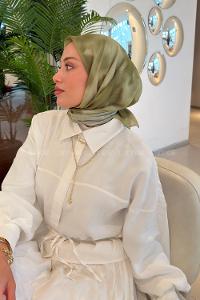 Lamelif Batik Desen Soft Eşarp Mint Yeşili