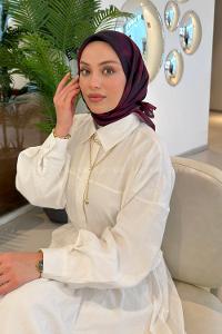 Lamelif Batik Desen Soft Eşarp Mürdüm