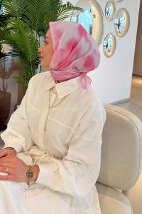 Lamelif Batik Desen Soft Eşarp Şeker Pembe