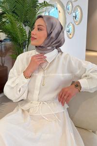 Lamelif Batik Desen Soft Eşarp Vizon