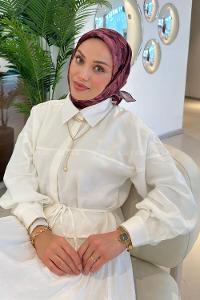 Lamelif Lotus Desen Soft Eşarp Koyu Bordo