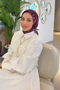 Lamelif Lotus Desen Soft Eşarp Mürdüm
