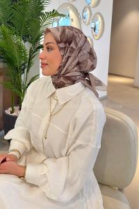 Lamelif Lotus Desen Soft Eşarp Vizon