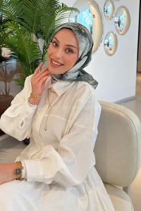 Lamelif Bohem Çiçek Desen Soft Eşarp Adaçayı