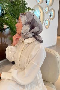 Lamelif Bohem Çiçek Desen Soft Eşarp Taş