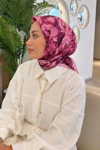 Lamelif Gül Desen Soft Eşarp Şeker Pembe