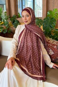 Lamelif  Etnik Desen Bambu Şal Bordo