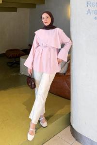 Lamelif Pelerin Detaylı Tunik Pembe
