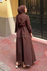 Bitter Brown Foulard Neck Cotton Dresess