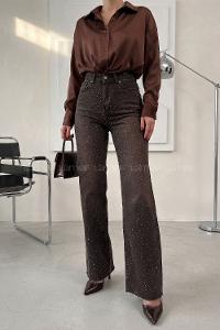 Brown Denim High Waist Denim Pants