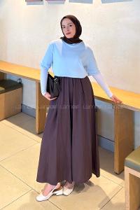 Baby Blue Crew Neck Long Arm Cotton Shirt