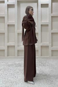 Bitter Brown Crew Neck Long Arm Cupra Regular Trousers Comfortable Suit