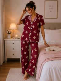 Lamelif Kadın Soft Touch Ayıcık   Desenli Pijama Takımı