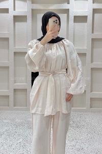Stone Crew Neck Long Arm Modal Regular Trousers Comfortable Suit