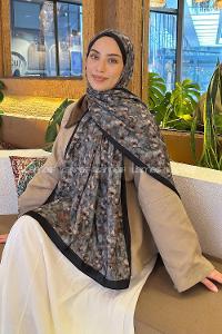 Lamelif Çiçek Desen Lara Soft Şal Antrasit