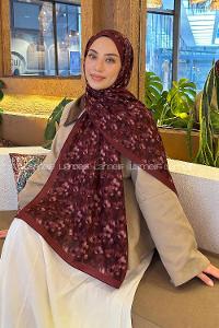 Lamelif Çiçek Desen Lara Soft Şal Kiremit