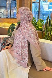 Lamelif Çiçek Desen Lara Soft Şal Şeker Pembe