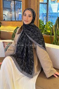 Lamelif Çiçek Desen Lara Soft Şal Siyah