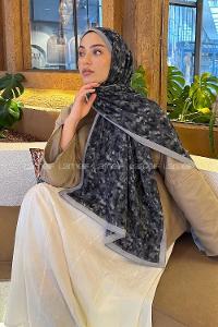Lamelif Çiçek Desen Lara Soft Şal Siyah