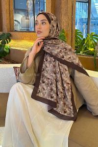 Lamelif Çiçek Desen Lara Soft Şal Vizon