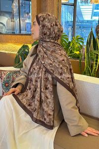 Lamelif Çiçek Desen Lara Soft Şal Vizon
