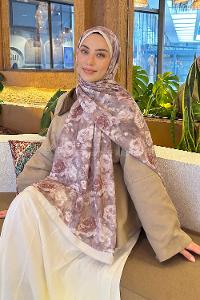 Lamelif Gül Çiçek Desen Lara Soft Şal Taş