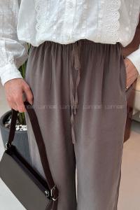 Lamelif Bağcıklı Tensel Pantolon Vizonrengi