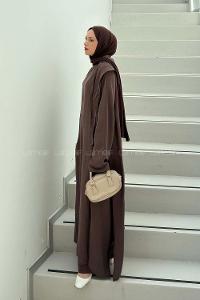 Bitter Brown Neckband Long Arm Cotton Regular Trousers Comfortable Suit