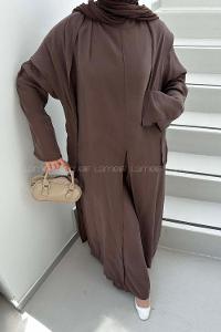 Bitter Brown Neckband Long Arm Cotton Regular Trousers Comfortable Suit