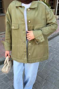 Khaki Shirt Collar Long Arm Gabardin Jacket