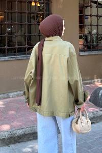 Khaki Shirt Collar Long Arm Gabardin Jacket