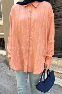 Salmon Shirt Collar Long Arm Cotton Unprinted Shirt