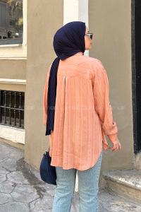 Salmon Shirt Collar Long Arm Cotton Unprinted Shirt