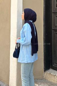 Baby Blue Shirt Collar Long Arm Cotton Shirt