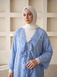 Lamelif Fırfırlı Kabartma Dokulu Tunik Bebe Mavisi