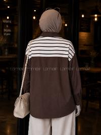 Bitter Brown Shirt Collar Long Arm Polyester Cotton Fabric Shirt