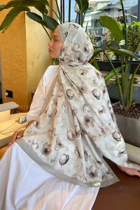 Mint Green Cotton Cotton Fabric Striped Flowering Printed Shawl