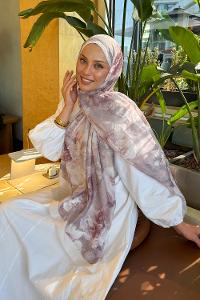 Lamelif Gül Çiçek Desen Lara Soft Şal Taş